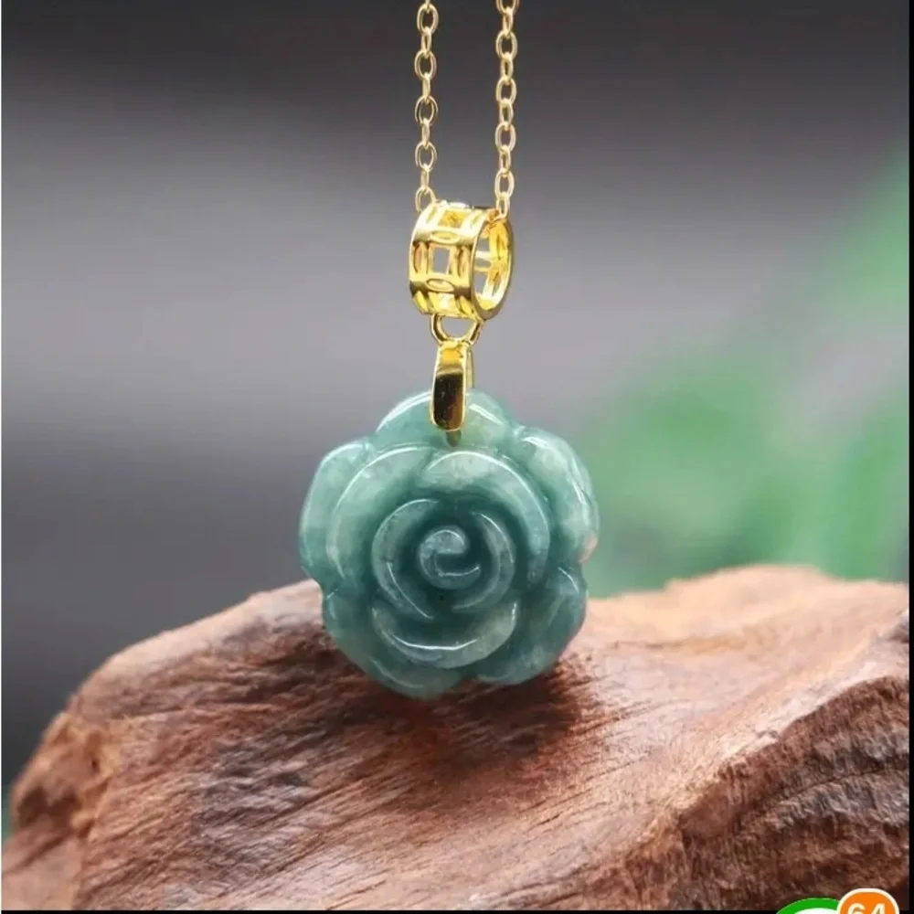 Exquisite Natural Jade 925 Sterling Silver Necklace